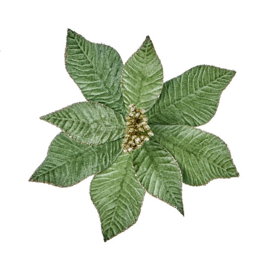 Premier Sage Velvet Poinsettia Clip On 25cm