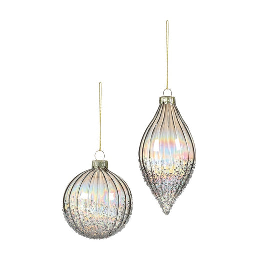 Premier Silver Textured Swirl Glass Ball Drop 80-110mm