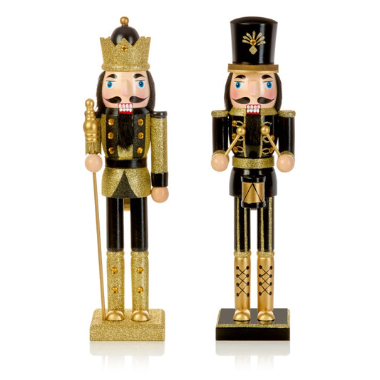 Premier Black & Gold Nutcracker With Glitter 38cm