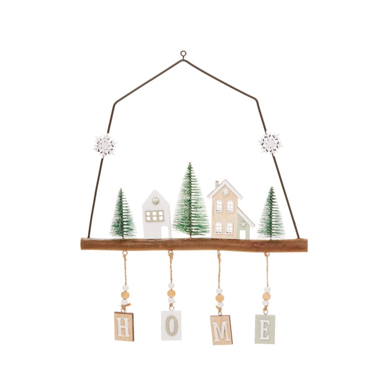 Premier Wooden Houses With Wire Frame Hanger 35cm