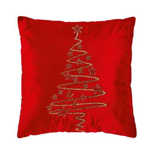 Premier Red Velvet Cushion With Beaded Tree 45x45
