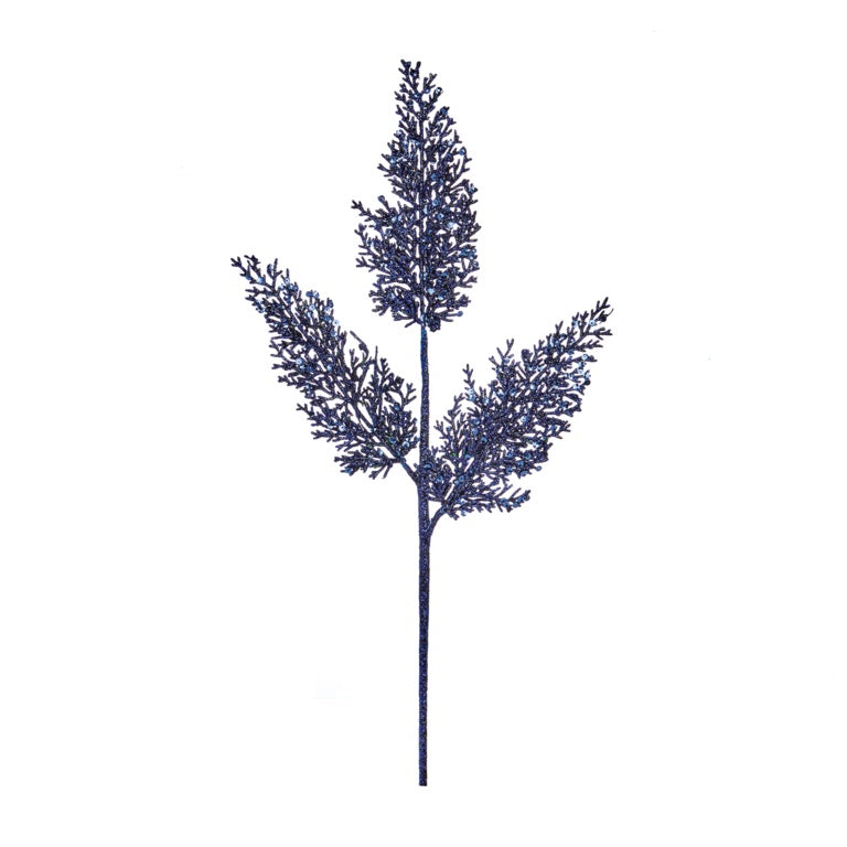 Premier Navy Glitter Fern Spray 56cm