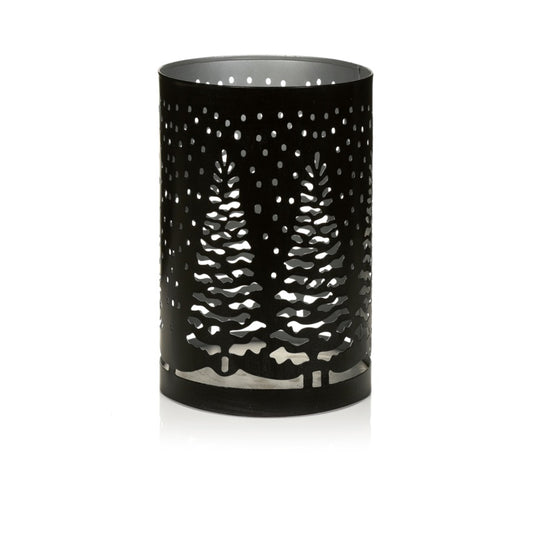 Premier Black & Silver Metal Tree Scene Tea Light Holder 20cm