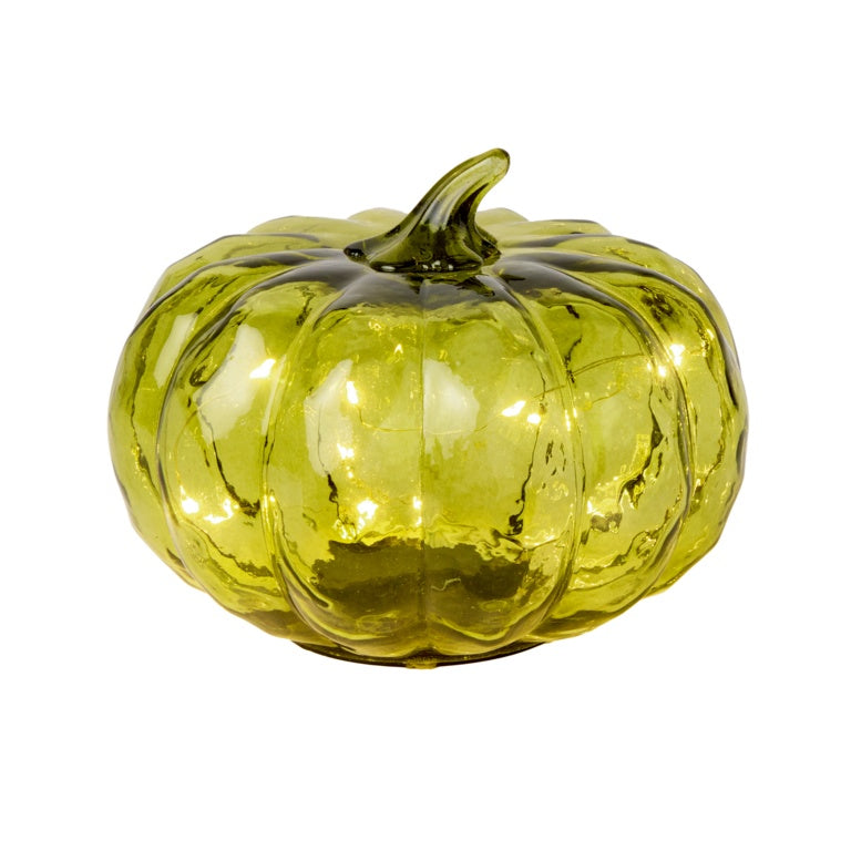 Premier Lit Pumpkin Glass Light Olive 13cm
