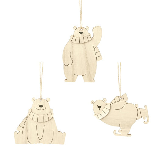 Premier Colour Your Own Polar Bear Hanging Decoration 4 Pens 11cm