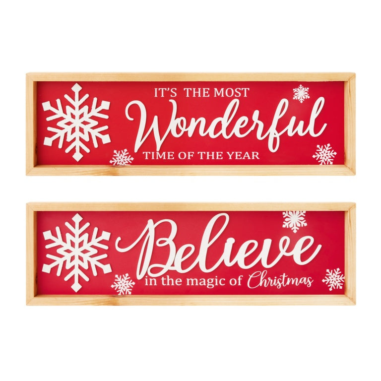 Premier Christmas Wood Hanger Believe Wonderful 48cm