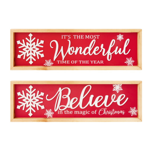 Premier Christmas Wood Hanger Believe Wonderful 48cm