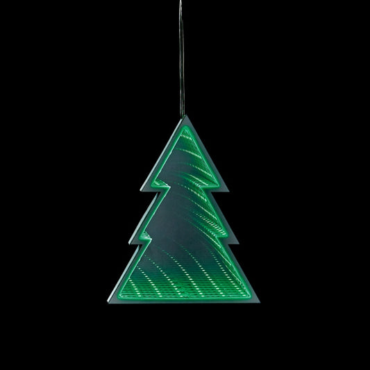 Premier Battery Operated Lit Tree Mirror With Green LEDs 15cm