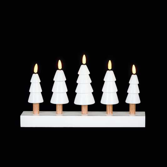 Premier 5 White LED Xmas Trees Candle Bridge 32cm