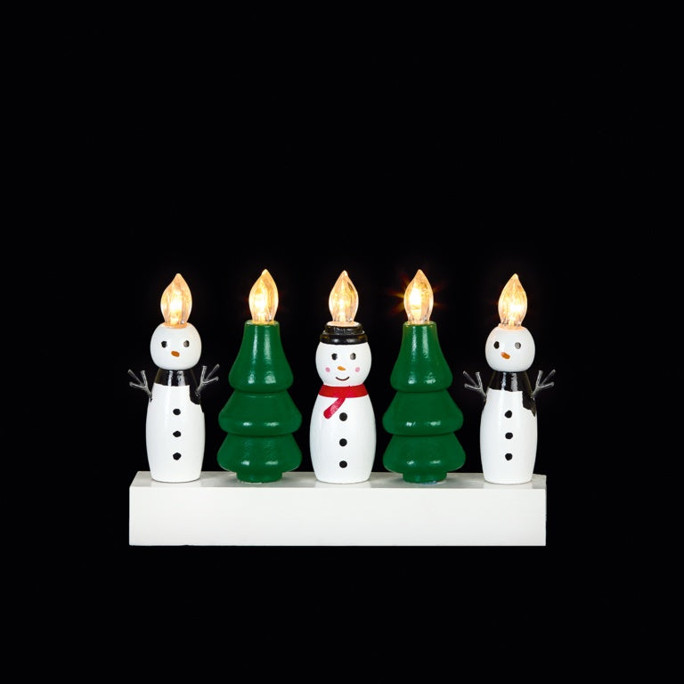 Premier 5 LED Battery Operated Snowman & Trees Candle Bridge 21.5cm