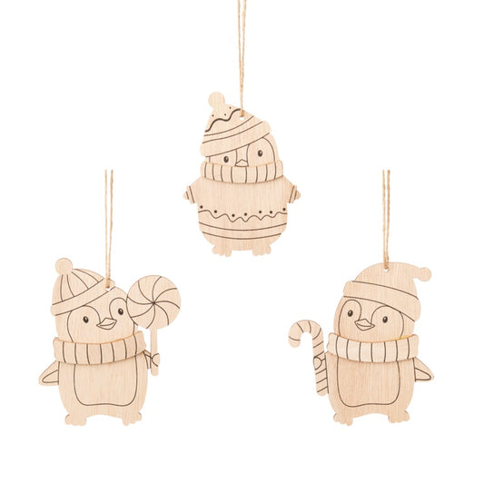 Premier Colour Your Own Penguin Hanging Decoration 4 Pens 11cm