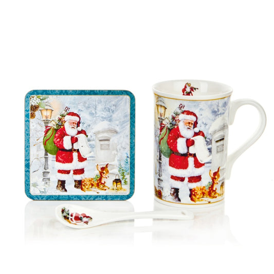 Premier Santa Mug With Coaster & Spoon Gift Set 18cm