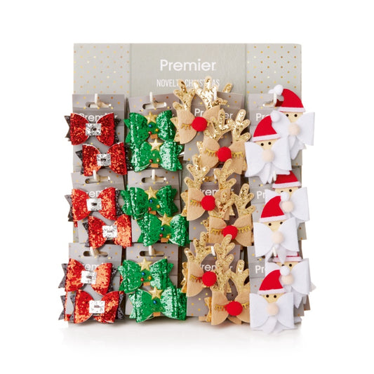 Premier 2 Piece Christmas Bow Clips 6.5cm