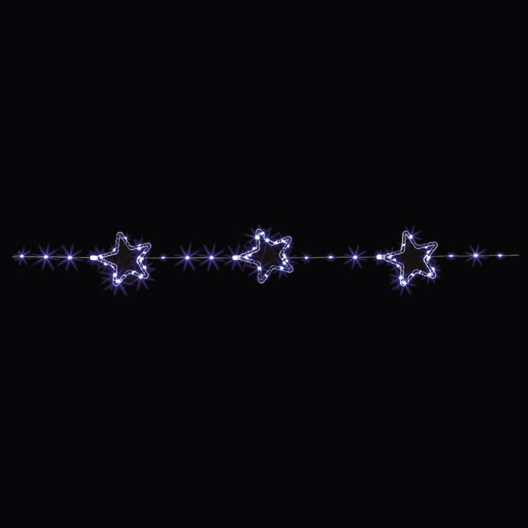 Premier 8 Piece Battery Operated Lit Star Lit String 136 White LED 12cm
