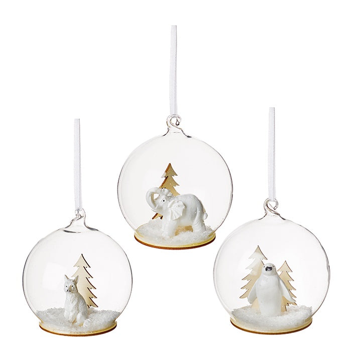 Premier Glass Elephant, Penguin or Wolf Bauble 80mm
