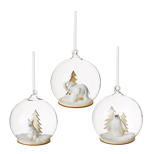 Premier Glass Elephant, Penguin or Wolf Bauble 80mm