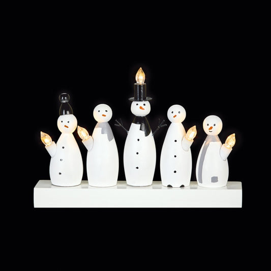 Premier 5 LED Battery Operated White Snowmen Candle Bridge 32cm