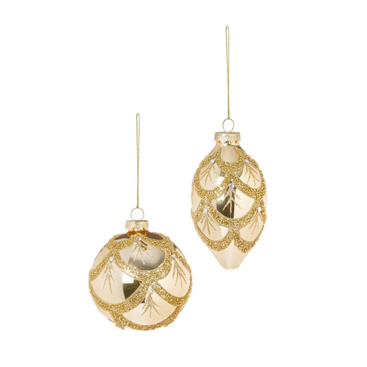 Premier Champagne Gold Scallop Glass Ball or Drop 80-110mm