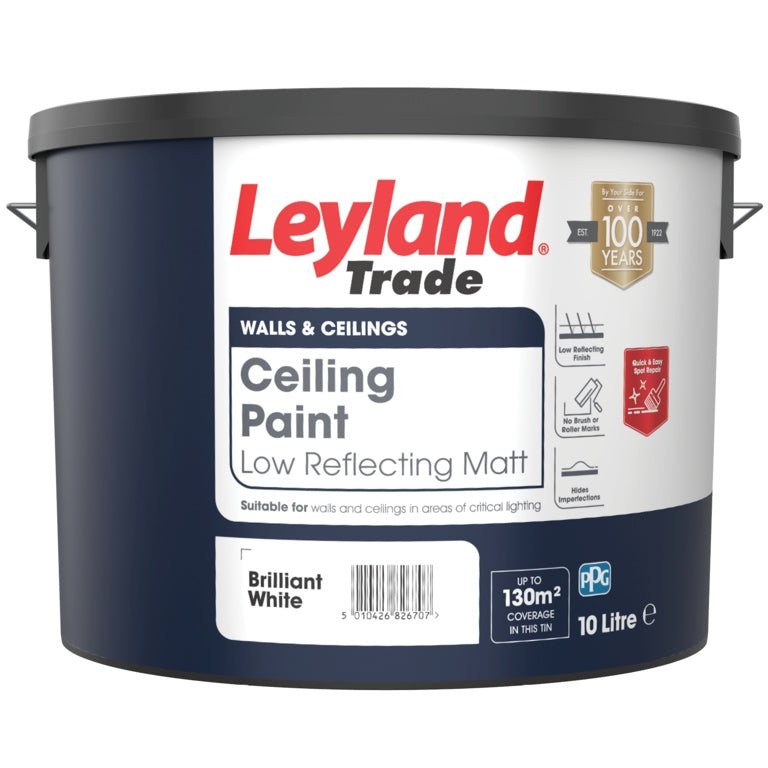 Leyland Trade Ceiling Paint 10L Brilliant White