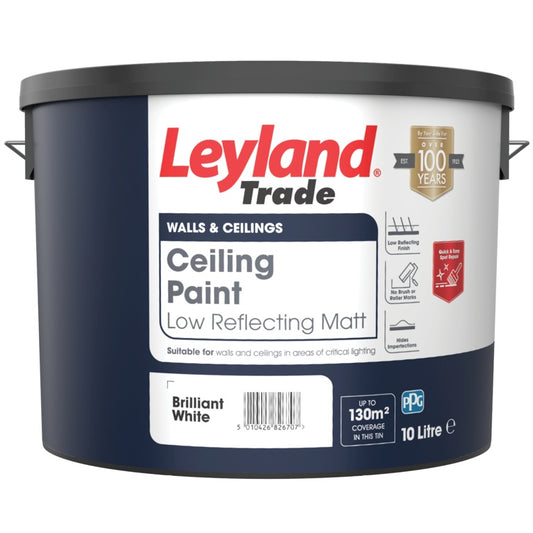 Leyland Trade Ceiling Paint 10L Brilliant White