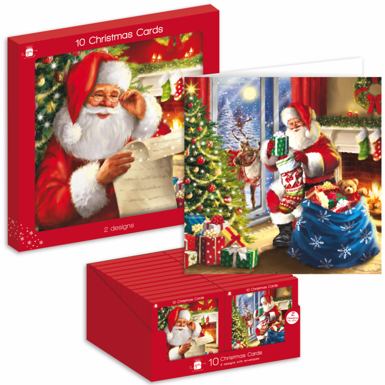 Ig Design Square Christmas Cards Pack 10 Santa