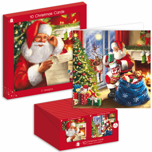 Ig Design Square Christmas Cards Pack 10 Santa