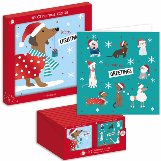 Ig Design Square Christmas Cards Pack 10 Dachshund