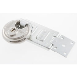 Sterling Heavy Security Disc Padlock & 120mm Disc Padlock Specific Hasp & Staple Solution Pack 70mm