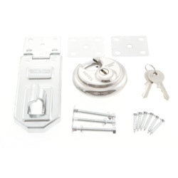 Sterling Heavy Security Disc Padlock & 120mm Disc Padlock Specific Hasp & Staple Solution Pack 70mm