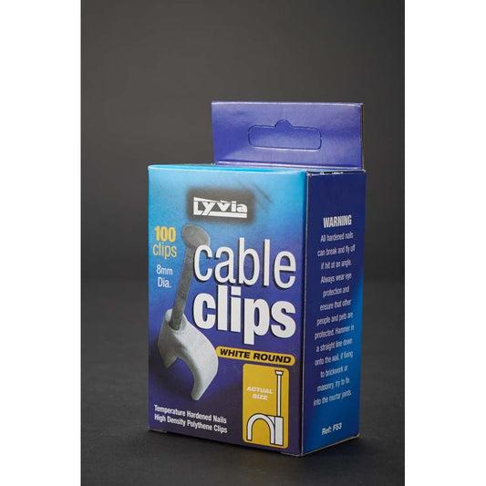 Dencon Clips Para Cables Redondos Blancos Caja 100