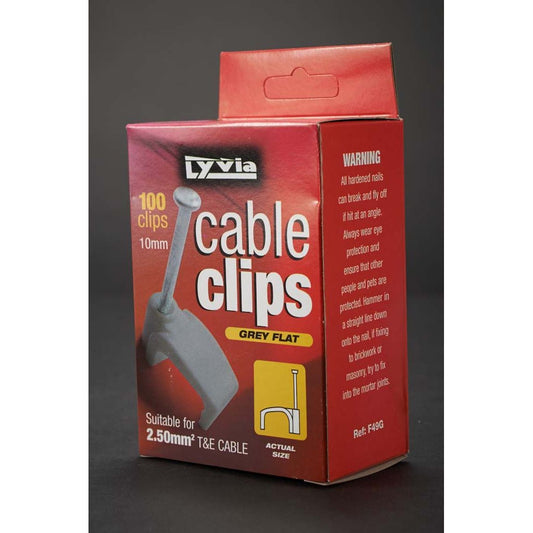 Dencon Grey Flat Cable Clips 10mm