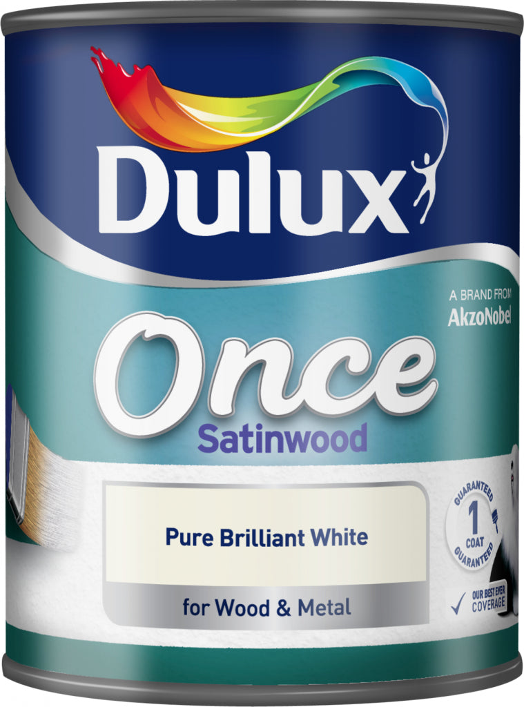 Dulux Once Coat Satinado Madera 750ml Blanco Brillante