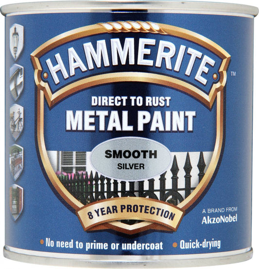 Peinture métal Hammerite lisse 250 ml argent