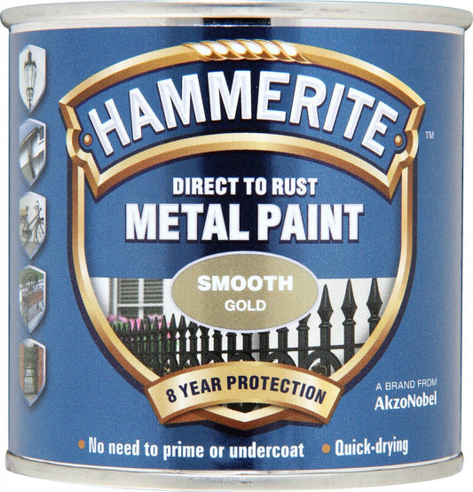 Peinture Métallique Hammerite Lisse 250ml Or