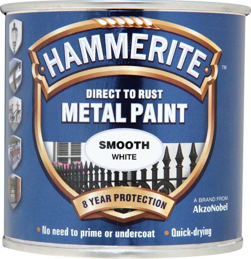 Peinture Métallique Hammerite Lisse 250ml Blanc