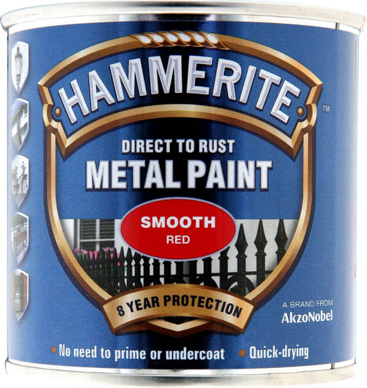 Peinture Métallique Hammerite Lisse 250ml Rouge