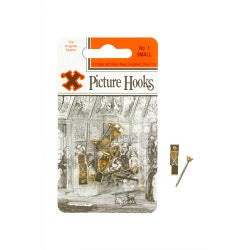 X Original Patent Steel Picture Hooks - Brass Plated (Blister Pack)