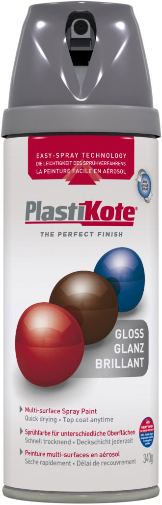 PlastiKote Twist & Spray Paint 400ml Medium Grey Gloss