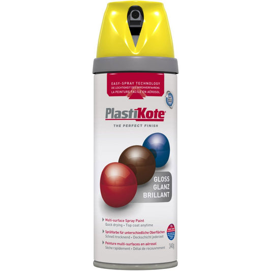 PlastiKote Twist & Spray Paint 400ml New Yellow Gloss