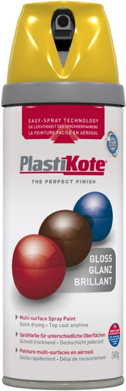 PlastiKote Twist & Spray Paint 400ml Yellow Gloss