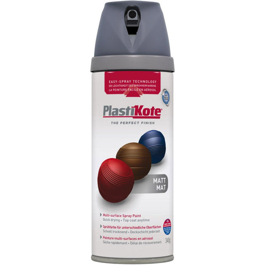 PlastiKote Twist & Spray Paint 400ml Grey Matt