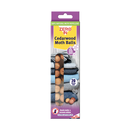 Zero In Cedarwood Clothes Moth Repeller Balls - Pack of 20