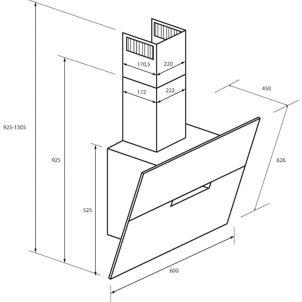 Haier 60cm Angled Chimney Hood