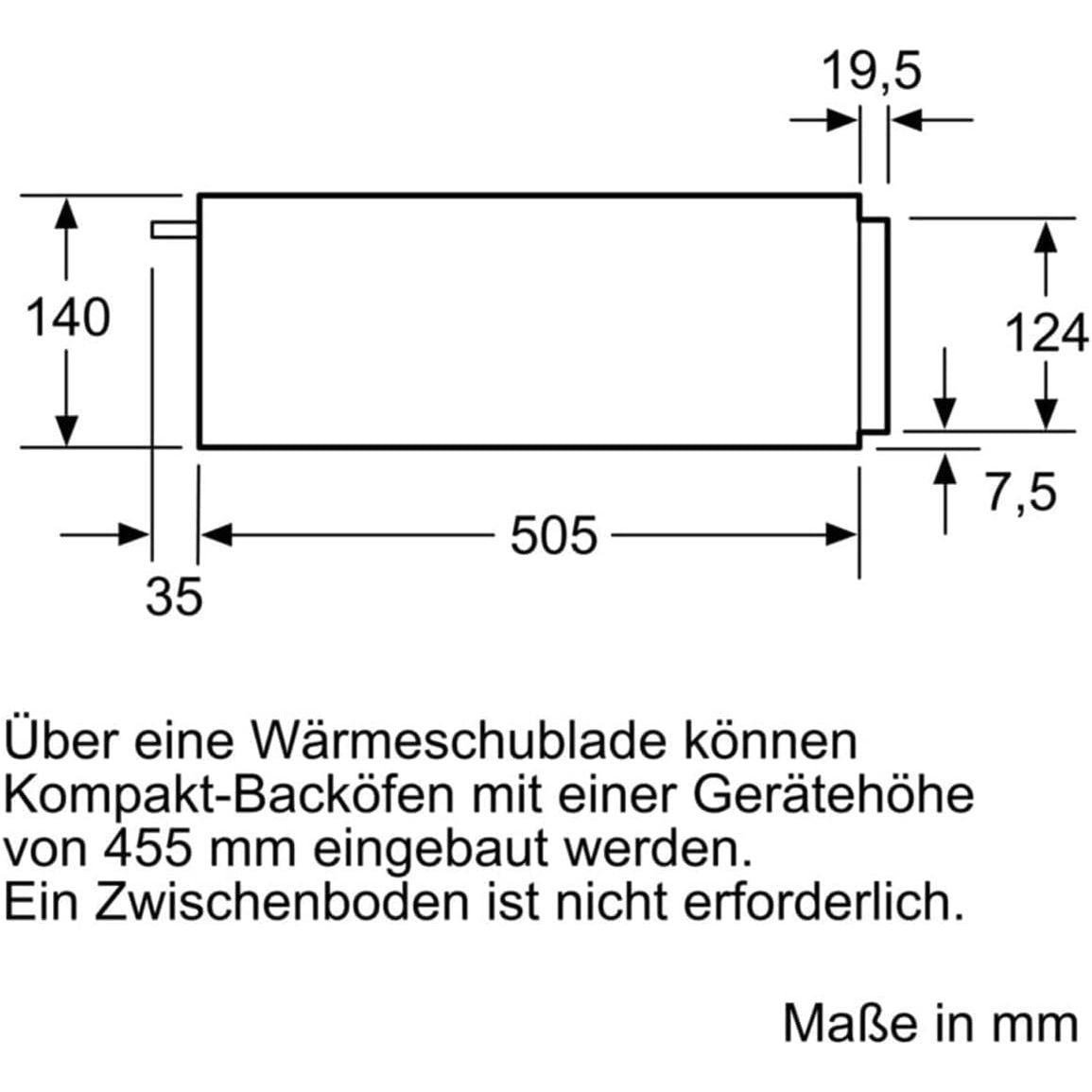 Bosch Serie 6 14cm Warming Drawer Black Trim