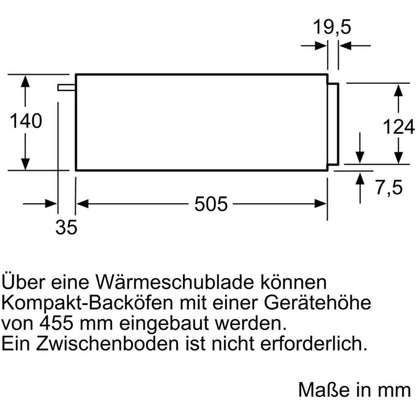 Bosch Serie 6 14cm Warming Drawer Black Trim