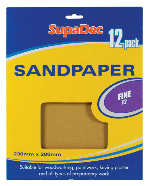 SupaDec Papier abrasif à usage général Pack 12 Fine F2