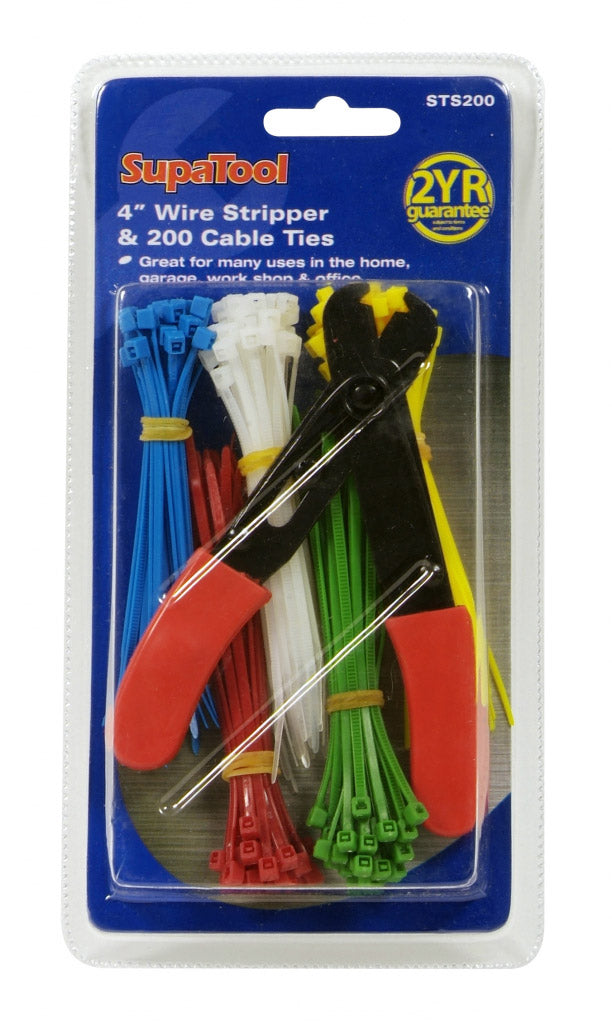 SupaTool Wire Stripper & 200 Cable Ties