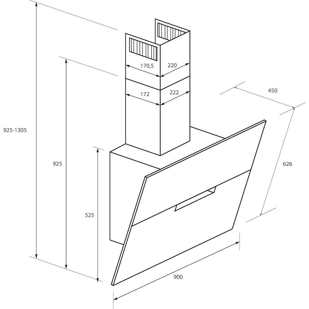 Haier 90cm Angled Chimney Hood