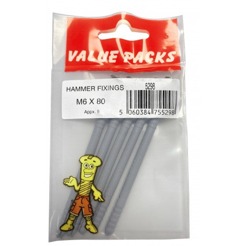 Fast Pak M6 X 80 NYLON HAMMER FIXINGS