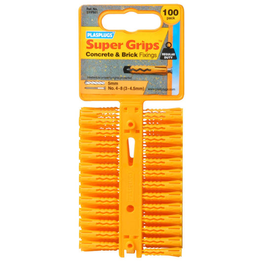 Plasplugs Supergrip Fixings - Yellow 100 Pack